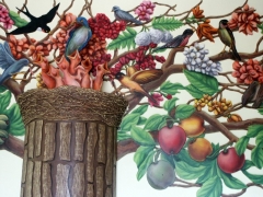 albero-nido dei fiori dei frutti degli uccelli